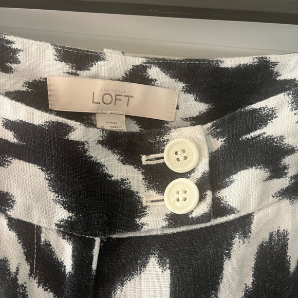 Ann Taylor Loft navy and white Aztec pants 6 - Picture 3 of 5